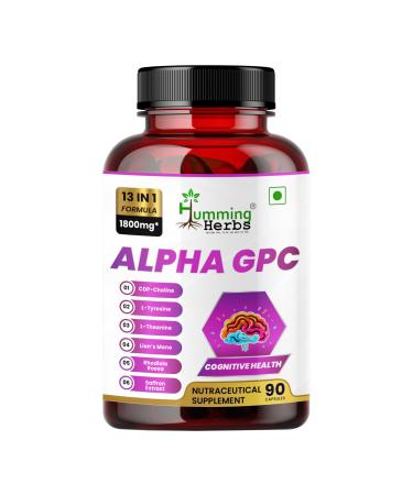 Humming Herbs Alpha GPC 300mg + CDP Choline Nootropic Brain Supplement - Memory Focus Mental Clarity - Lion's Mane Bacopa L-Theanine Phosphatidylserine - 13-in-1 Formula - 90 Capsules