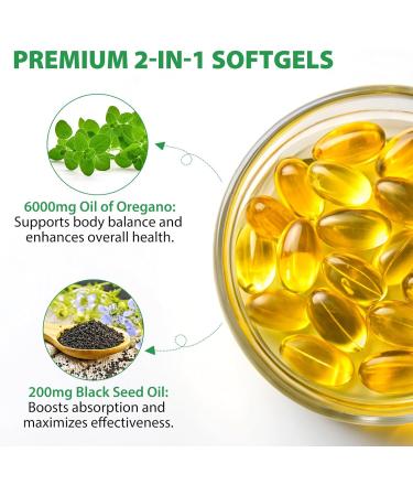 6000mg Oil of Oregano with Black Seed Oil 2Pack Oregano Oil Capsules Organic with 165mg Carvacrol Natural Non-GMO Gluten-Free Oregano Supplement 240 Capsules 1 Count (Pack of 240) - Buy Online on GoSupps.com