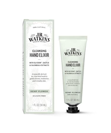 J.R. Watkins Hemp Flower Hand Elixir No Rinse Waterless Cleansing Hand Wash Convenient 1 oz