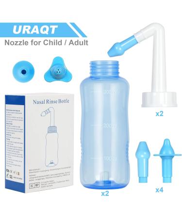 URAQT Neti Pot 2 PCS Nasal Rinse Kit - 300ml Sinus Rinse Bottle for Adult and Kid - BPA Free - Buy Online on GoSupps.com