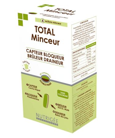 NUTRIG E - Total Slimming - 4 Slimming Actions - Capts Blocks Burns & Drains - Promotes Slimming Weight Control and Appetite - 60 Capsules - 30 Day Program - Made in France