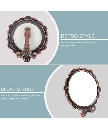 Folding Small Handle Mirror Foldable Mirror with Handle Portable Makeup Mirror Vanity Mirror Hand Mirror Makeup Tool Embossed Mirror Embossed Flower Mirror Retro Handheld Mirror - Buy Online on GoSupps.com