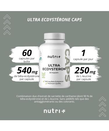 Nutri + Beta Ecdysterone High Dosed + Vegan Supplement - 540mg per capsule - 90% Beta-Ecdysterone + L-Leucine - Stemmacantha Carthamoides Extract - Fitness Capsule - Buy Online on GoSupps.com