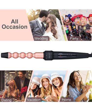 EMOCCI PRO 5 in 1 Curling Wand Set - Ceramic Tourmaline Barrels - Rose Gold - Buy Online on GoSupps.com