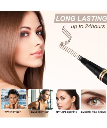 Shop 2-in-1 Waterproof Eyebrow Pen - Microblading Pencil & Ultra-Precise Brush for Natural Look - Dark Brown - Buy Online on GoSupps.com