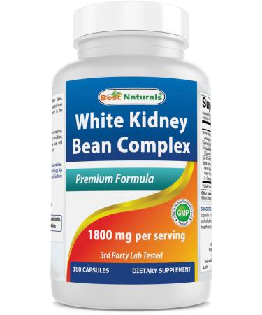 Best Naturals White Kidney Bean Complex 1800 mg Per Serving- 180 Capsules. Non-GMO and Gluten Free
