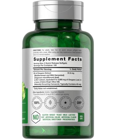Horb ach Oregano Oil | 4000mg | 300 Softgel Capsules | Naturally Occurring Carvacrol Pills | Non-GMO and Gluten Free Extract Supplement - Buy Online on GoSupps.com