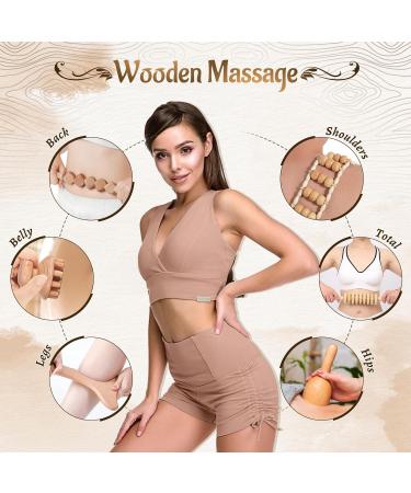 Yofuly 6 Pcs Wood Therapy Massager Set - Professional Maderotherapy Massage Roller for Body Shaping Lymphatic Drainage Muscle Pain Relief & Anti-Cellulite - Buy Online on GoSupps.com