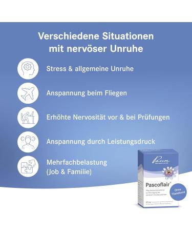 Pascoflair 90 Tablets - Natural Vegetable Sedative for Stress Relief - 425mg Passion Flower Extract - International Shipping Available - Buy Online on GoSupps.com