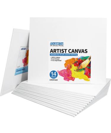 FIXSMITH Canvas Panels 14 Pack - 11 x 14 Inch Painting Canvas Panel Boards - 100% Cotton Primed Canvases - Super Value Pack - Artist Canvas Board for Acrylic Oil & Tempera Painting 11x14-14 Pack