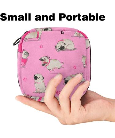 Cute Animal Mops Paw Pattern Pink Women's Storage Bag | Portable Menstrual Cup Bag | Ideal for Teens & Women - Buy Online on GoSupps.com