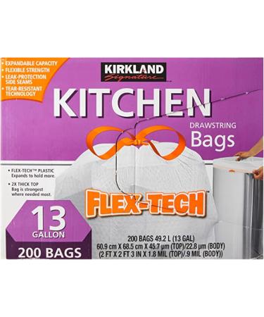 P2P Kitchen Trash Bags 13 Gallon Drawstring Gripping Trash Bag Expandable Thick Top Flexible Leak Proof Tear Resistant 200 Count - Buy Online on GoSupps.com