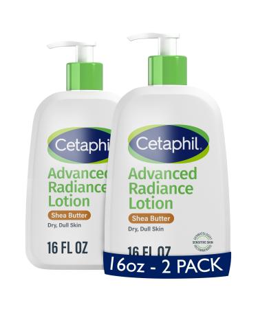 Cetaphil Body Lotion Advanced Radiance Lotion with Shea Butter for Dry Sensitive Skin 16 oz Pack of 2 Fragrance Free Hypoallergenic Non-Comedogenic Shea Butter 16 Fl Oz (Pack of 2)