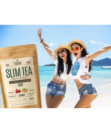 Chai Masala Slim Tea | Fruity & Spicy Herbal Blend with Black Tea, Cinnamon, Turmeric, and More | 100g | Perfect for Chai Latte - Buy Online on GoSupps.com