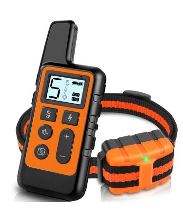 HKZOOI Dog Training Collar, Waterproof Shock Collars for Dog with Remote Range 1640 ft, 3 Training Modes, Beep, Vibration and Shock, Electric Dog Collar for Small Medium Large Dogs Orange