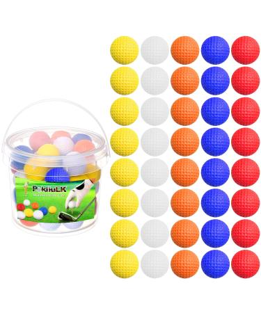 Pokiiulk Practice Golf Balls - 40 Pcs Foam Golf Balls with Realistic Feel and Limited Flight, Foam Golf Practice Balls Backyard Training Balls(Multicolor)