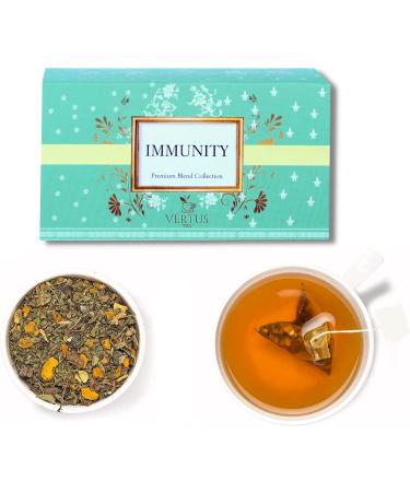 Vertus Tea IMMUNITY | Green Tea 25 Tea Bag | Herbal Tea with Green Tea Turmeric Ginger Pepper | Immunity Booster with the Goodness of Ayurvedic Herbs | Kangra Tea - Buy Online on GoSupps.com