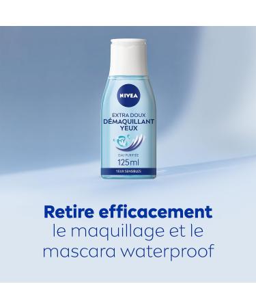 NIVEA Extra Gentle Eye Make-up Remover (1 x 125 ml) enriched with purified demineralized water & hyaluronic acid moisturizing facial cleanser women's facial care sensitive eye make-up remover - Buy Online on GoSupps.com