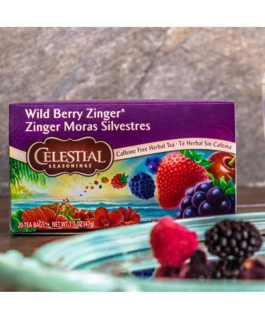 Celestial Seasonings Wild Berry Zinger Herbal Tea - Caffeine Free, 20 Bags - 1.7 oz - Buy Online on GoSupps.com