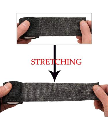 GOETOR Tattoo Grip Cover Wrap - 12 Rolls 2 Inch x 5 Yards Black Elastic Bandage Tape for Sports & Swelling - Buy Online on GoSupps.com