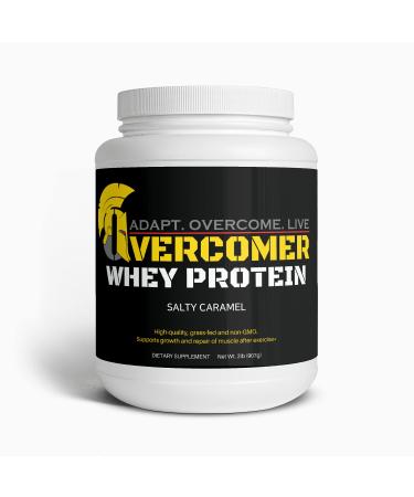 Overcomer Whey Protein Salted Caramel Flavor 2lbs 30 Servings 22g per Scoop Grass-Fed Sugar Free Stevia Extract Non-GMO Powder