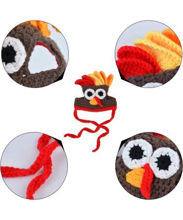 Legendog Cat Costume Turkey Hat Halloween Thanksgiving Party Handmade Crochet Pet Turkey Headgear Costume for Small Dog Kittens Brown - Buy Online on GoSupps.com