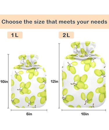 NAANLE 1L Transparent Heat Bottle with Watercolor Grapes | Hot Water Bottle for Bed Hand & Feet | Pain Relief & Heat Therapy - Buy Online on GoSupps.com