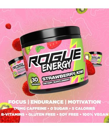 Rogue Energy Drink Powder - Sugar & Gluten Free Gaming Supplement for Mental Focus Caffeine & Vitamins - Strawberry Kiwi Flavor (30 Servings) - Ships Internationally - Buy Online on GoSupps.com