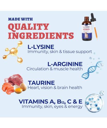 4oz Larger Volume Liquid L-Lysine Drops for Cats&Dogs with Cat & Dog Taurine - Immune Support&Respiratory Support - Sneezing Runny Nose Eye Care Allergy Relief - Chicken Flavor - Buy Online on GoSupps.com