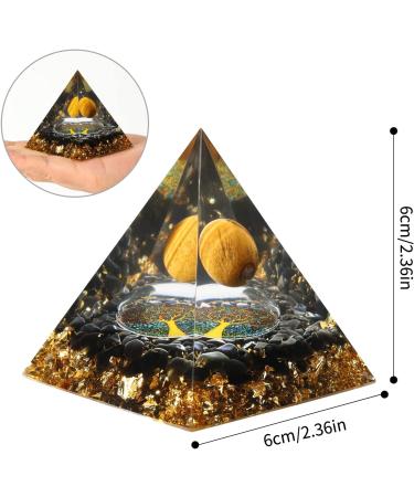 Orgone Pyramid with Tiger Eye Ball & Obsidian for Positive Energy, Protection, Stress Reduction, Healing, Meditation, Attract Wealth - Energy Generator with Crystals - Buy Online on GoSupps.com