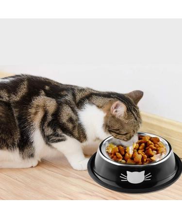 Domi Pro Non-Slip Stainless Steel Cat Bowls Set in Gray & Black - Ideal for Food and Water - Kitten Friendly (Black) - Buy Online on GoSupps.com