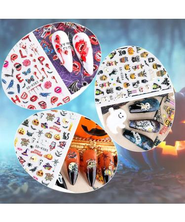 5D Halloween Nail Art Stickers Stereoscopic Embossed Nail Art Stickers Decals with Adhesive 5D Halloween Sticker Decoration for Women Girl Children Kids - Buy Online on GoSupps.com