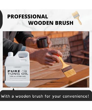 128 OZ Waterproof Tung Oil for Wood Finishing with Brush  100% Natural Pure Tung Oil with Good Penetration for Indoor and Outdoor  for Bare Wood Such as Wood Furniture  Wood Floor-by OAIEGSD 1 Gallon (Pack of 1) - Buy Online on GoSupps.com