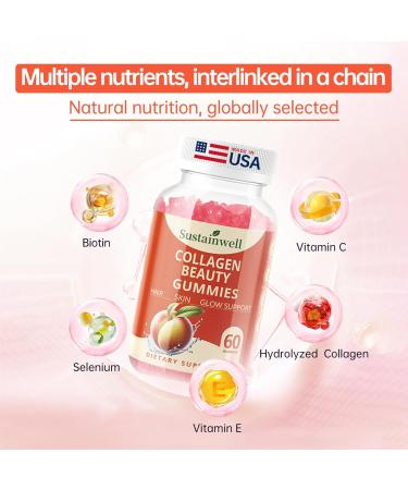 SustainWell Collagen Peptide Gummies for Women & Men Sugar-Free Protein Supplement Supports Skin Elasticity Hair Growth & Nail Strength 60 Count - Buy Online on GoSupps.com