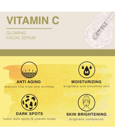 Vitamin C Serum for Face - Brightening & Anti-Aging Treatment with Hyaluronic Acid, Green Tea, Vitamin C and E - 2 Fl Oz - Buy Online on GoSupps.com