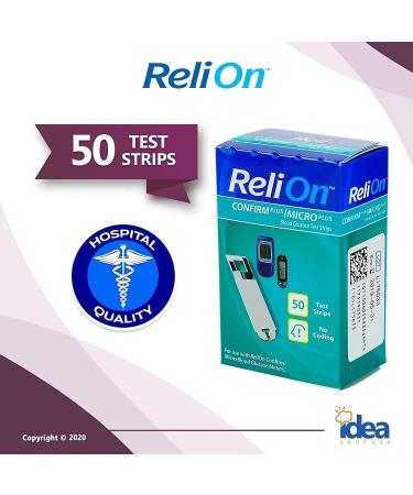ReliOn Confirm Micro Blood Glucose Test Strips 50 Ct (2 Pack) Bundle + Exclusive Diabetes Care Guide - 100 Count - Buy Online on GoSupps.com