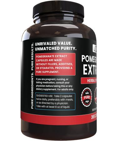 Pomegranate Extract Capsules (365 Count) - Pure Ingredients, No Fillers - Lab Verified - Pack of 1 - Buy Online on GoSupps.com
