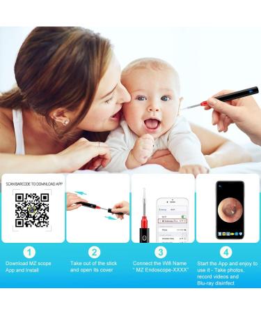 1080P HD Wireless Ear Wax Removal Camera Kit - Waterproof Otoscope Ear Cleaner with Light, 3.5mm Ear Endoscope for Smartphones & Tablets - Black - Buy Online on GoSupps.com