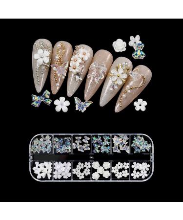 Nail Stud Glitter Decals Bow Manicure Set Charm DIY White Flower Nail Art Charms Nail Art Rhinestones Kit Multi Shaped Jelly Bear Shape(2)