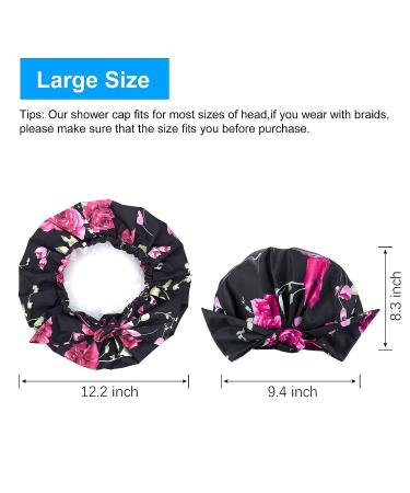 Waterproof Reusable Shower Cap for Women with Long Hair - Adjustable, Washable, Breathable - Black - Buy Online on GoSupps.com