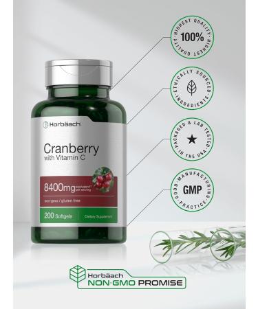 Horb ach Cranberry Pills for Women and Men | 8400mg | 200 Softgels | Extract Supplement with Vitamin C | Non-GMO Gluten Free - Buy Online on GoSupps.com