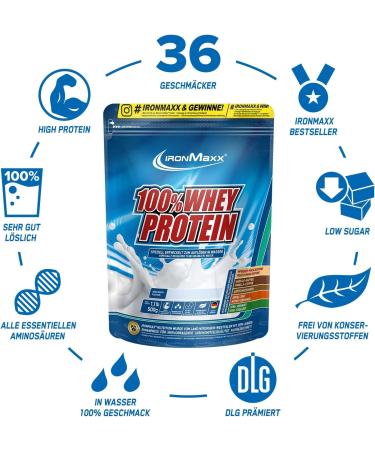 Ironmaxx 100% Whey Protein Powder - Latte Macchiato 500g | Water-Soluble Low Sugar Multiple Flavors | International Shipping Available - Buy Online on GoSupps.com