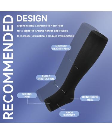 Bropite Open Toe Compression Socks - 2 Pairs Toeless for Men & Women - Black | International Shipping Available - Buy Online on GoSupps.com