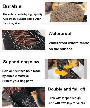 FLAdorepet Large Dog Waterproof Martin Boots - Pack of 4 Brown Shoes for Pitbull & Golden Retriever - Buy Online on GoSupps.com