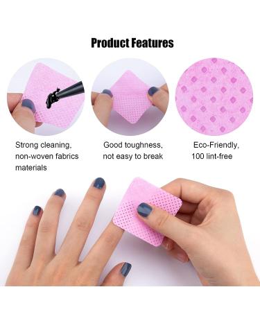 200PCS Pink Nail Wipes Removal Tool - Lint Free Non-Woven Fabric Pads for Eyelash Extensions and Nail Polish Remover - Buy Online on GoSupps.com