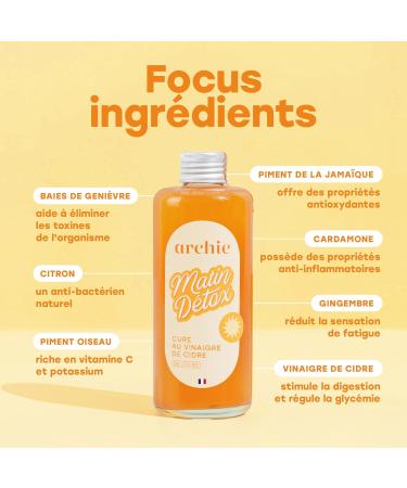 Archie Morning Detox 200ML - Organic Apple Cider Vinegar & Spices - 1 Tablespoon/Day - Boost the body and controls blood sugar levels Detoxifying Morning Cure 100% Natural - Buy Online on GoSupps.com
