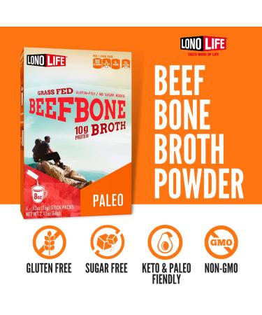 LonoLife Grass-Fed Beef Bone Broth Powder with 10g Protein  Stick Packs  4 Count - Buy Online on GoSupps.com