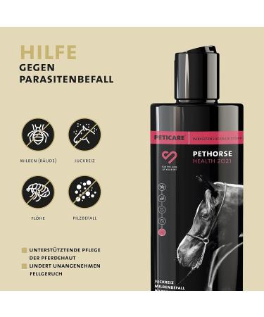 Peticare Anti-Parasites Horse Shampoo | Relieves Itching & Fights Mites Fleas & Fungi | PRS System | 500ml - Pethorse Health - Buy Online on GoSupps.com