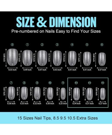 Tomicca Oval Short Nail Tips - Soft Gel Full Cover Gelly Tips for Gel Nails (360 Pieces 2nd Short Oval) - Perfect for Stunning Matt Art! - Buy Online on GoSupps.com