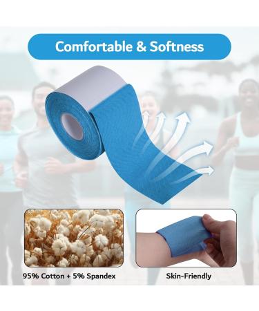 Kinesiology Tape 3 Rolls 16.4 ft - Uncut Knee & Muscle Support Athletic Sports Recovery Tape (Blue - Buy Online on GoSupps.com